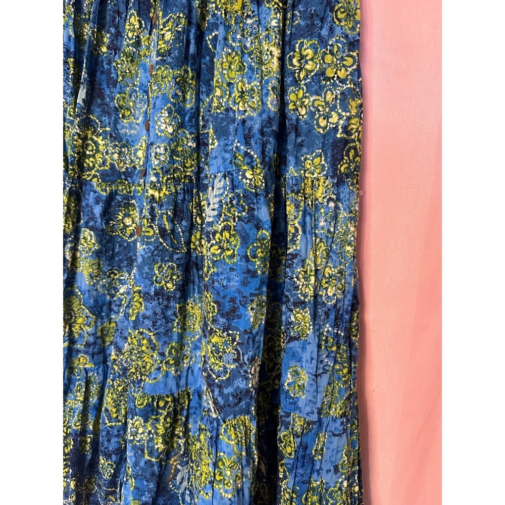 VTG 90s Prairie Chambray Tiered Midi Skirt Jean Cottagecore Festival 12 Tradwife - Picture 7 of 7